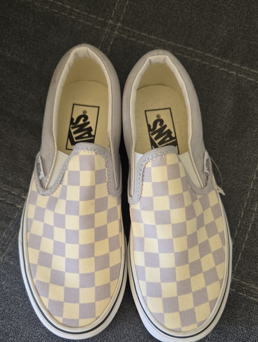 Vans Slip-On Checkerboard Sneakers - Grey and Cream
